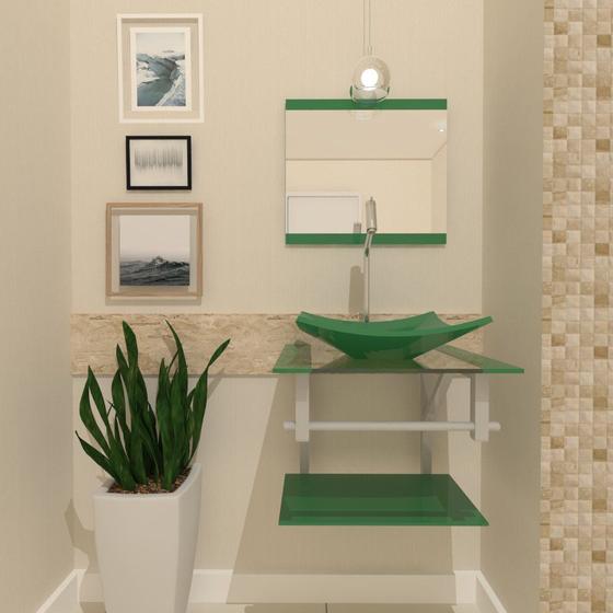 Imagem de Gabinete de Vidro Para Banheiro 40cm Com Cuba Quadrada