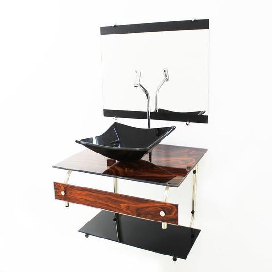 Gabinete de vidro para banheiro 60cm it inox com cuba quadrada - madeira nogueira é ruim? Gabinete de vidro para banheiro 60cm it inox com cuba quadrada - madeira nogueira é boa?