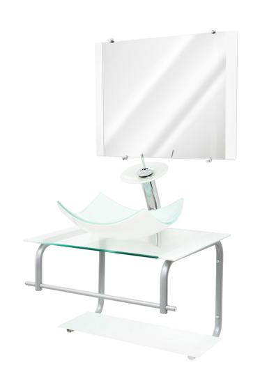 Imagem de Gabinete de vidro para banheiro com cuba lotus + espelho incluso  - vidro reforçado 10mm