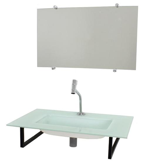 Imagem de Gabinete de vidro para banheiro cuba acoplada 50cm sp branco