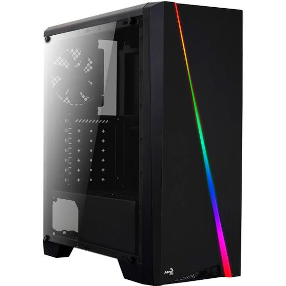 Imagem de Gabinete Gamer Aerocool Cylon LED RGB, ATX, Com Fan, Lateral em Acrilico, Preto