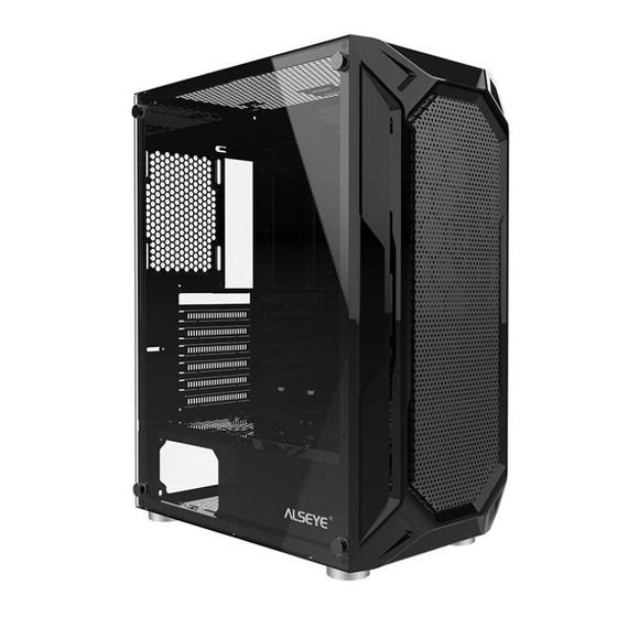 Imagem de Gabinete Gamer Alseye Aqua, Mid-Tower, Lateral de Vidro, Preto, AQUA-BK