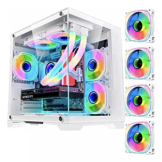 Gabinete Gamer Aquario Branco GB1791 com 4 Fans RGB Vidro Menor preço em Gabinete Gamer Aquario Branco GB1791 com 4 Fans RGB Vidro