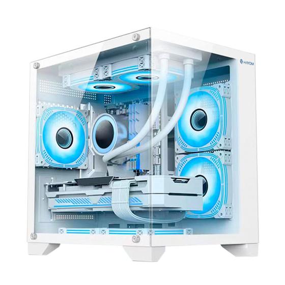 Imagem de Gabinete Gamer Aquario, Hayom, GB1791, 4x Fans RGB, Vidro Temperado, Micro-ATX, Mini-ITX - Branco