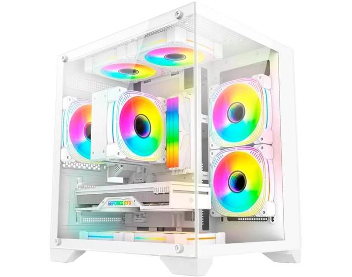 Gabinete Gamer Aquário K-Mex CG-W830 Micro Branco Sem Fonte Imagem de Gabinete Gamer Aquário K-Mex CG-W830 Micro Branco Sem Fonte