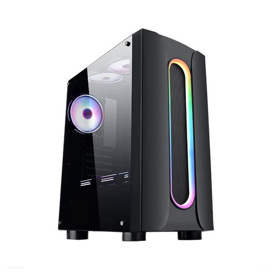 Imagem de Gabinete Gamer Atx Cg02 Sem Fonte Com Fita Led Frontal