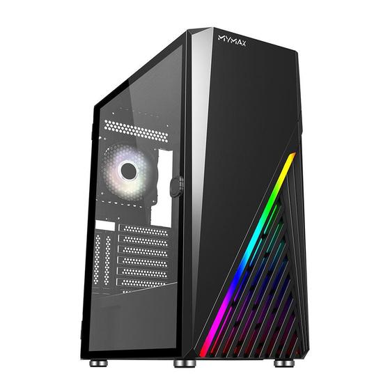 Gabinete Gamer Aurora USB 3.0 Preto LED RGB - MYMAX Menor preço em Gabinete Gamer Aurora USB 3.0 Preto LED RGB - MYMAX