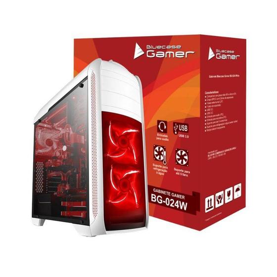 Imagem de Gabinete gamer bg-024 branco bluecase - 01 baia externa s/ fonte / usb 3.0