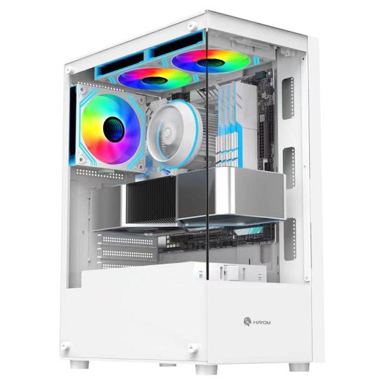 Imagem de Gabinete Gamer Branco Mid Tower Rgb Atx Vidro Gb1793 Hayom