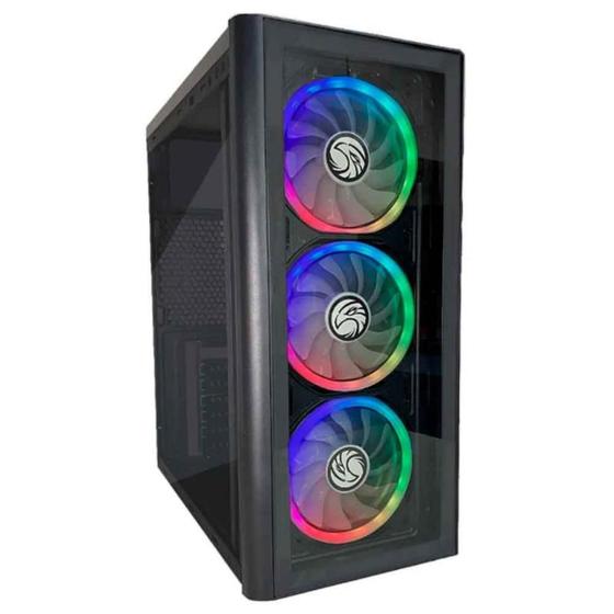 Imagem de Gabinete Gamer BrazilPC Atx C2-2901 Preto Lateral e Frontal em Acrílico Sem Fans