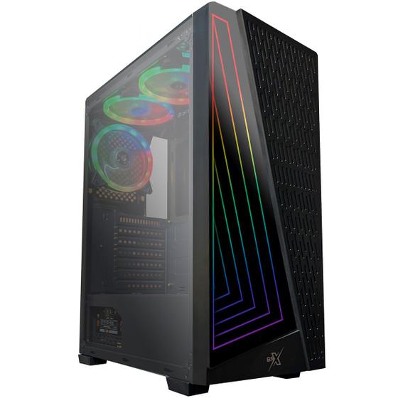 Imagem de Gabinete Gamer BRX Black Neon, ATX, Lateral em Vidro Temperado, LED RGB, 3 Fans, Preto - CA-032BK