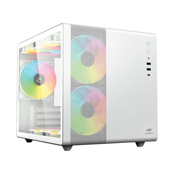 Gabinete Gamer C3Tech Gaming Aquarius MT-G710WH, Mini Tower, Micro ATX, Lateral em Vidro Temperado, Sem FANs, Branco - MT-G710WH Imagem de Gabinete Gamer C3Tech Gaming Aquarius MT-G710WH, Mini Tower, Micro ATX, Lateral em Vidro Temperado, Sem FANs, Branco - MT-G710WH