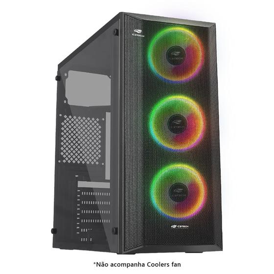 Imagem de Gabinete Gamer C3Tech MT-G220BK USB 3.0 Lateral Full Acrílico S/ Fans - Preto