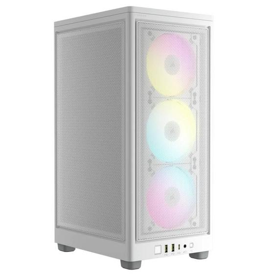 Imagem de Gabinete Gamer Corsair 2000D RGB Airflow, Mini-ITX, 3x Cooler Fan RGB Slim, Branco - CC-9011247-WW