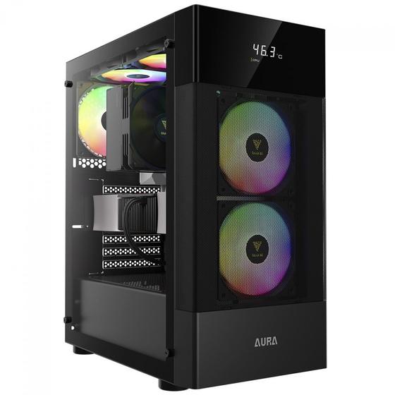 Imagem de Gabinete Gamer Gamdias Aura GC5 3 Fan RGB ATX Tela LCD Preto