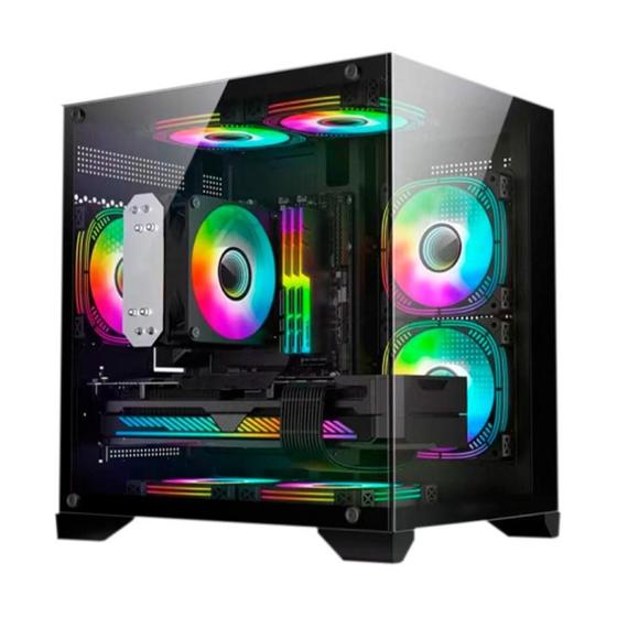 Gabinete Gamer Hayom GB1790, Mini Tower, M-ATX, Lateral e frontal em Vidro Temperado, 4x Fans, Preto - GB1790 Imagem de Gabinete Gamer Hayom GB1790, Mini Tower, M-ATX, Lateral e frontal em Vidro Temperado, 4x Fans, Preto - GB1790