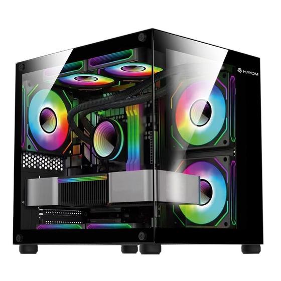 Gabinete Gamer Hayom GB1796 com 4 Fans RGB com Vidro Preto Imagem de Gabinete Gamer Hayom GB1796 com 4 Fans RGB com Vidro Preto