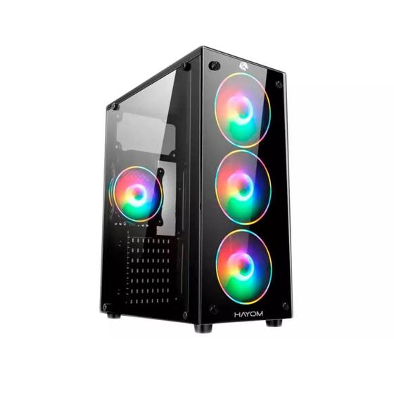 Gabinete Gamer Hayom Mid Tower Com 4 Fans RGB GB1709 Menor preço em Gabinete Gamer Hayom Mid Tower Com 4 Fans RGB GB1709