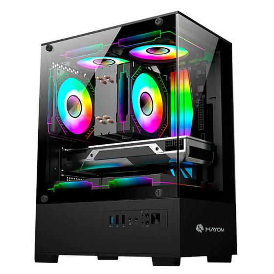 Gabinete Gamer Hayom Preto ATX RGB Vidro C/ 3 FANS GB1794 Menor preço em Gabinete Gamer Hayom Preto ATX RGB Vidro C/ 3 FANS GB1794