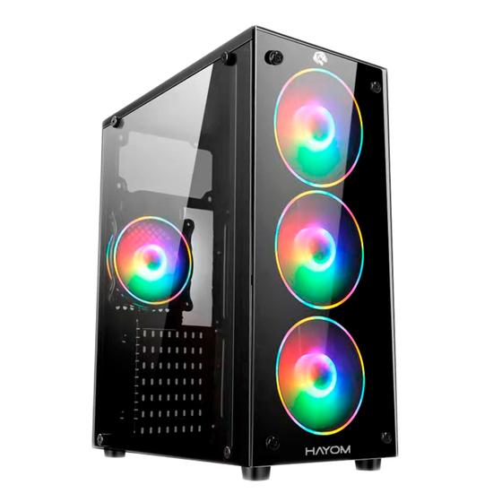 Gabinete Gamer Hayom Sem Fonte, Usb 3.0, ATX/M-ATX, Vidro Temperado, 4 Fan Coolers inclusos - Gb1709 Menor preço em Gabinete Gamer Hayom Sem Fonte, Usb 3.0, ATX/M-ATX, Vidro Temperado, 4 Fan Coolers inclusos - Gb1709