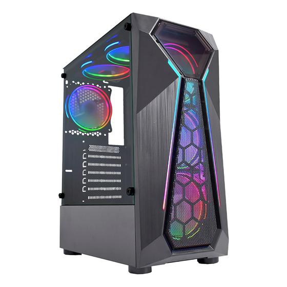 Imagem de Gabinete Gamer K-mex Warlock Cg-a1d4 Led Rgb e Lateral Vidro