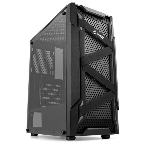 Gabinete Gamer Mancer Kevlar, Mid-Tower, Lateral de Vidro, Com 3 Fans, Preto, MCR-KVR-BLKF01 Menor preço em Gabinete Gamer Mancer Kevlar, Mid-Tower, Lateral de Vidro, Com 3 Fans, Preto, MCR-KVR-BLKF01