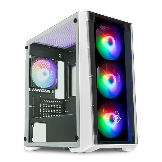 Gabinete Gamer Mancer Ward Rainbow Mid-tower Lateral de Vidro c/04 Fans Preto e Branco Mcr-wrd-rwh01 Menor preço em Gabinete Gamer Mancer Ward Rainbow Mid-tower Lateral de Vidro c/04 Fans Preto e Branco Mcr-wrd-rwh01