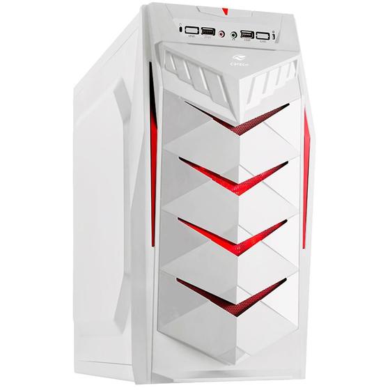 Imagem de Gabinete Gamer Mid Tower Sem Fonte Branco/Vermelho MT-G70WH C3TECH