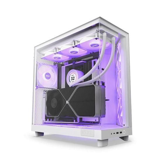 Imagem de Gabinete Gamer Nzxt H6 Flow Rgb Branco Com 3 Fans F120 Rgb