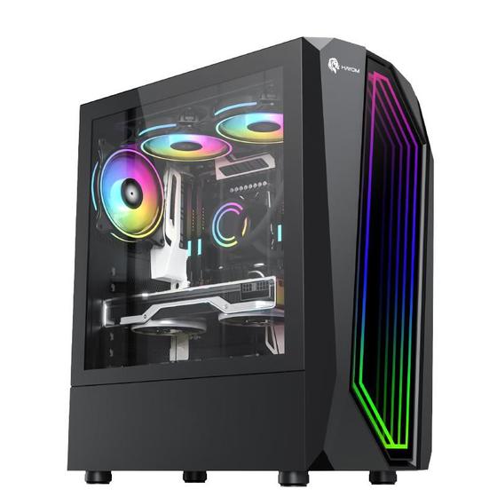 Imagem de Gabinete Gamer Preto C/ Frontal Led RGB Lateral Em Vidro