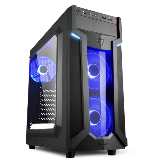 Imagem de Gabinete Gamer Sharkoon VG6-W Azul, Mid Tower, ATX, Lateral em Acrílico, 3x Fans LED, Preto - VG6-W