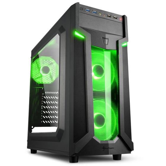 Gabinete Gamer Sharkoon VG6-W Verde, Mid Tower, Lateral em Acrílico, 3 Fans LED, Preto - VG6-W Menor preço em Gabinete Gamer Sharkoon VG6-W Verde, Mid Tower, Lateral em Acrílico, 3 Fans LED, Preto - VG6-W