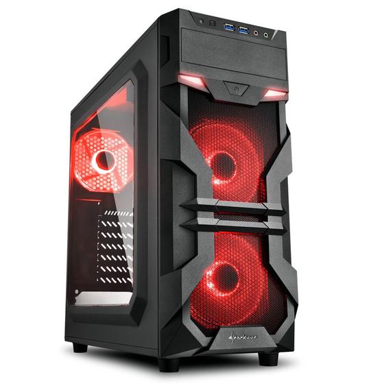 Gabinete Gamer Sharkoon VG7-W, Mid Tower, LED Vermelho, 3 Coolers, Lateral em Acrílico, Preto Menor preço em Gabinete Gamer Sharkoon VG7-W, Mid Tower, LED Vermelho, 3 Coolers, Lateral em Acrílico, Preto
