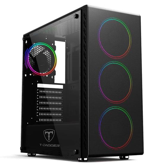 Imagem de Gabinete Gamer T-Dagger, Lateral em Acrilico, Mid Tower Preto - TGC-G10B