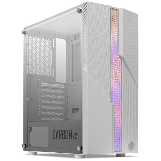 Imagem de Gabinete Gamer TGT Carbon V2, RGB, Mid-Tower, Lateral De Vidro, Com 3 Fans, Branco, TGT-CBNV2-WH