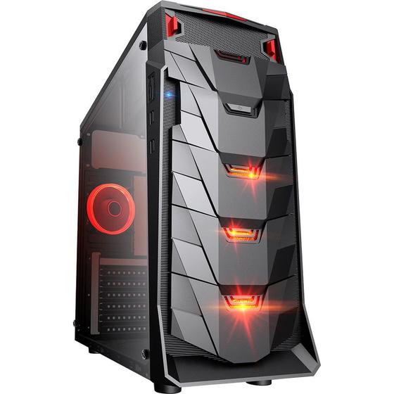 Gabinete Gamer USB 3.0 Preto LED Vermelho Mymax Menor preço em Gabinete Gamer USB 3.0 Preto LED Vermelho Mymax
