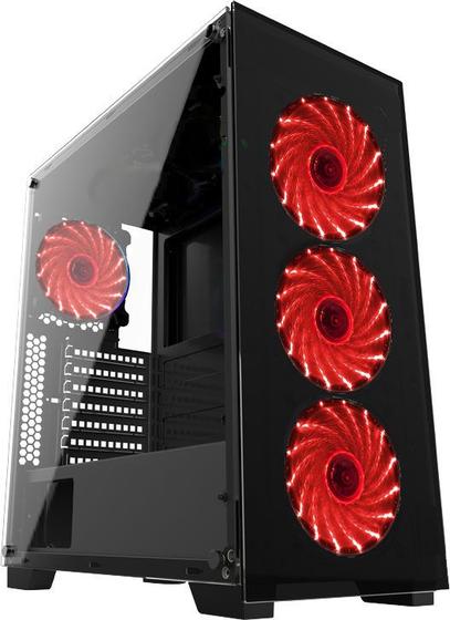 Imagem de GABINETE GAMER VIDRO ATX 01144 FONTE 500W COM 4 COOLERs