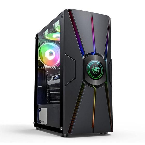 Imagem de Gabinete Gamer Wahid Mid Tower Vidro Temperado Preto Draxen