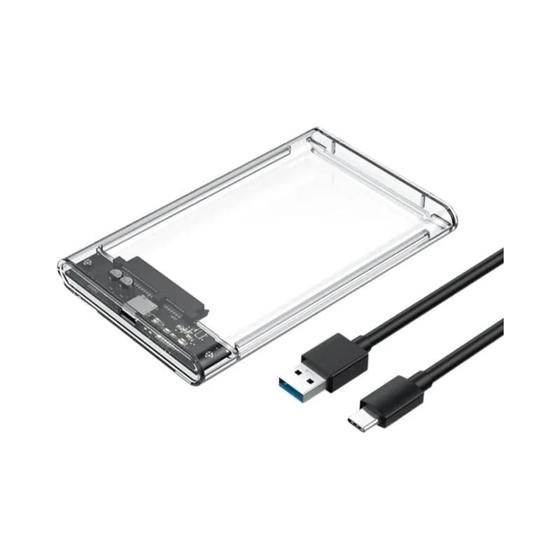 Imagem de Gabinete HDD Externo Transparente USB 3.0 e Tipo-C para HD 2,5 Polegadas