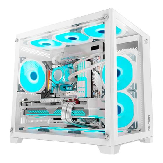 Imagem de Gabinete liketec gamer kirra snow aquario 4x fan argb branco m-atx frontal vidro