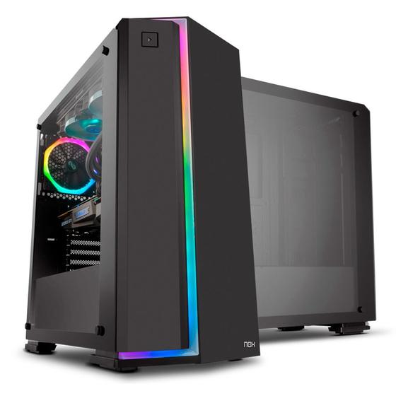 Gabinete NOX INFINITY NEON Painel lateral em Vidro Temperado, Frontal com Iluminação Rainbow, 1 FAN RGB - NXINFINTYNEON Menor preço em Gabinete NOX INFINITY NEON Painel lateral em Vidro Temperado, Frontal com Iluminação Rainbow, 1 FAN RGB - NXINFINTYNEON