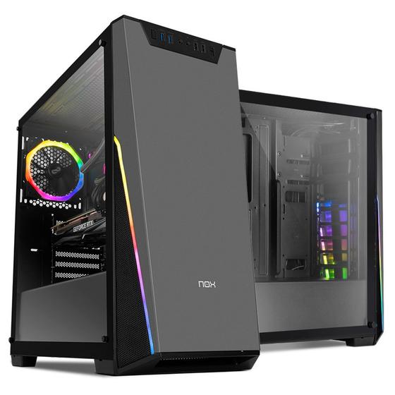 Menor preço em Gabinete NOX Infinity Sigma, RGB Rainbow, Lateral Vidro Temperado,Controlador de Fan, Preto - NXINFINTYSIGMA