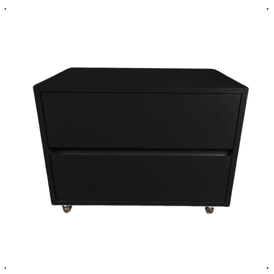 Imagem de Gabinete Organizador 2 Gavetas Para Banheiro Decorativo Com Rodinhas Em Gel 50x40x40cm Preto