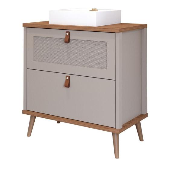 Imagem de Gabinete Para Banheiro 60 Cm 100% Mdf 1 Gaveta 1 Porta Basculante Veneto Mgm Móveis Cappuccino/Freijo