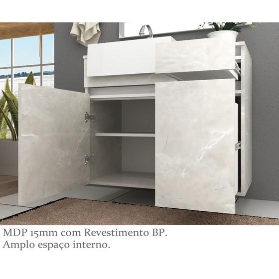 Imagem de Gabinete para Banheiro com Cuba Cora 80cm - Bosi - Reale/Branco