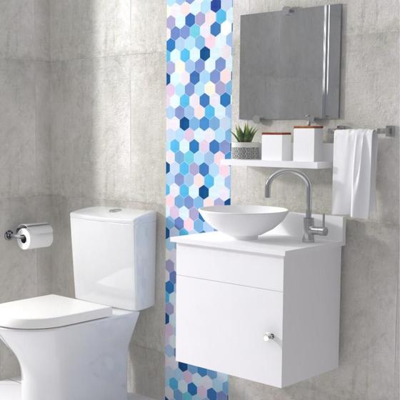 Imagem de Gabinete para banheiro com cuba e espelho 44cm suspenso