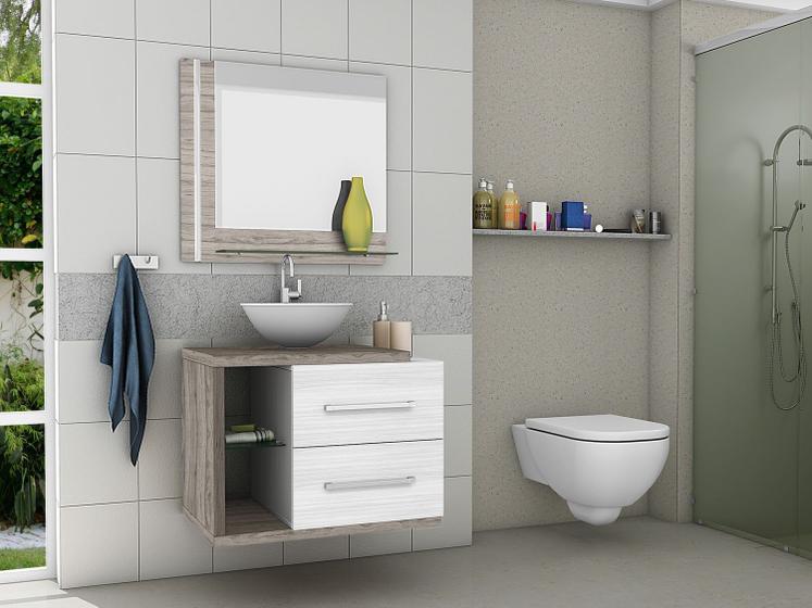 Imagem de Gabinete para Banheiro com Espelho 2 Gavetas
