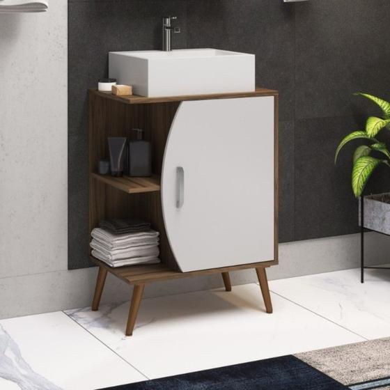 Imagem de Gabinete para banheiro com pés 01 porta com cuba Ghana Móveis Bosi