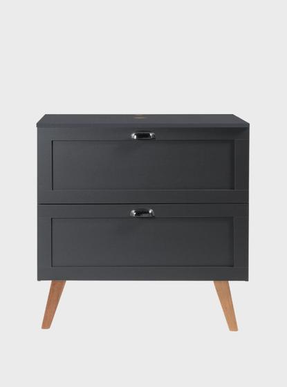 Imagem de Gabinete para Banheiro com Tampo 80cm Retro Mdf Grafite Milano - On Móveis