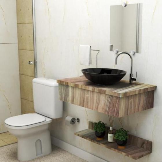 Imagem de Gabinete para Banheiro de Madeira com Cuba Suspenso 60cm